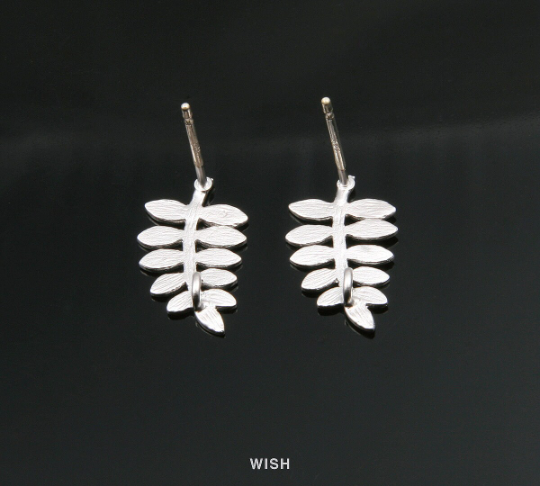 Leaves and Branch Stud Earrings in Matt Rhodium, Branch Ear Post / MMRH-240-E