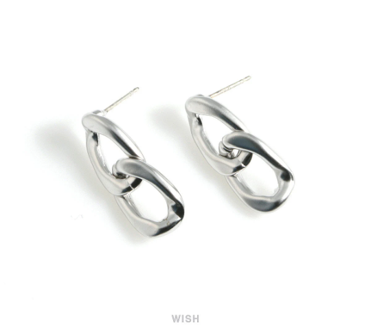 Chain Stud Earrings in Matte Rhodium, Chain Studs / MMRH-478-E