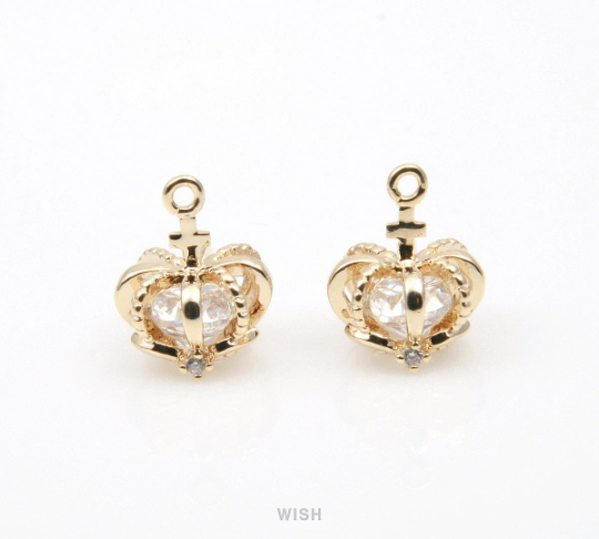 Large Cubic Zirconia in Gold Crown, Round Cubic Zirconia Crown / CG-071-P