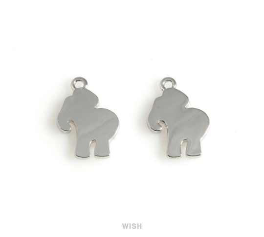 Elephant Pendant in Rhodium, Silver Blank Elephant Charm / MRH-539-P