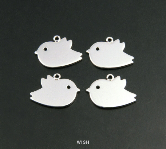 Bird Pendants in Matte Rhodium, Sparrow Charms /MMRH-108-P