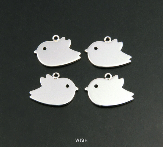 Bird Pendants in Matte Rhodium, Sparrow Charms /MMRH-108-P