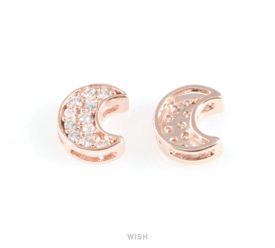 11 Round Cubic Zirconia Crescent in Rose Gold, CZ Rose Gold Crescent /CRG-014-P