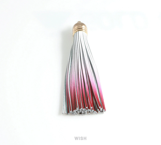 Maroon Gradation Leather Tassel with Gold Bell Cap, Maroon White Tassel / LMGG-006-T
