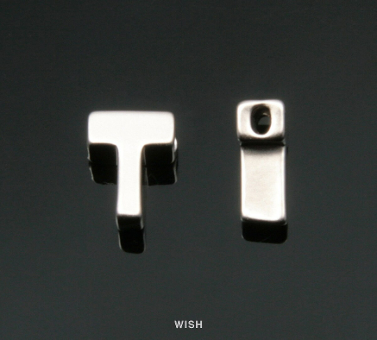 Upper Case Letter "T" in Matte Rhodium, Capital Letter "T"  / MMRH-001-B (T)