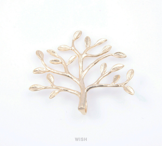 Leaves and Branch Pendants in Matte Gold, Branch Tree Charms / MMG-110-P