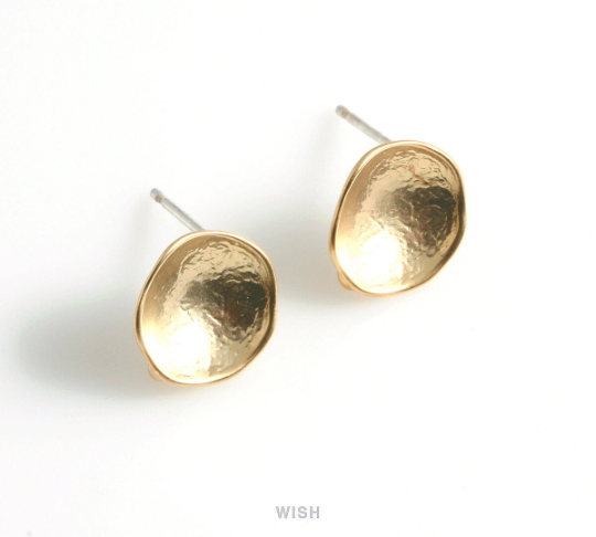 Concave Stud Earrings in Matte Gold, Concave Ear Studs / MMG-481-E