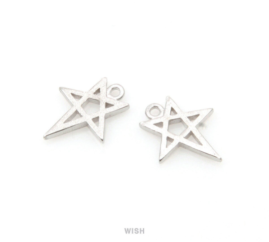 Star Pendants in Matt Rhodium, Dainty Star Charm / MRH-337-P