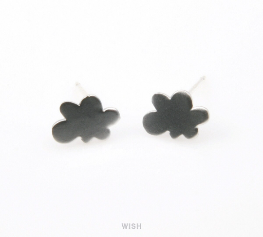 Cloud Stud Earrings in Matte Rhodium, Cloud Ear Post / MMRH-242-E
