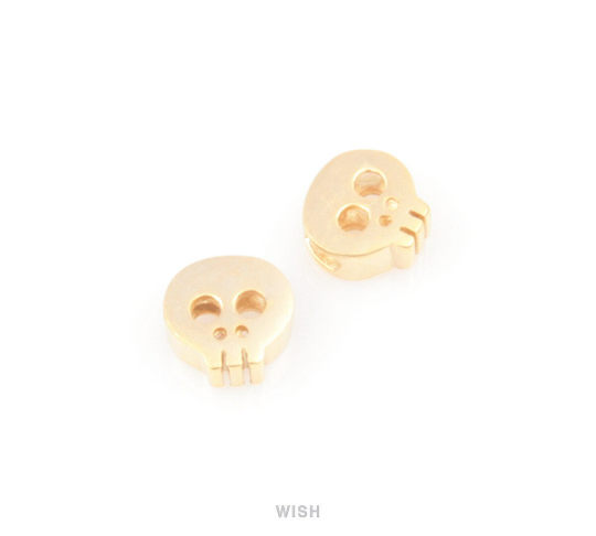 Small Skull in Matte Gold , Skull Beads / MMG-038-B