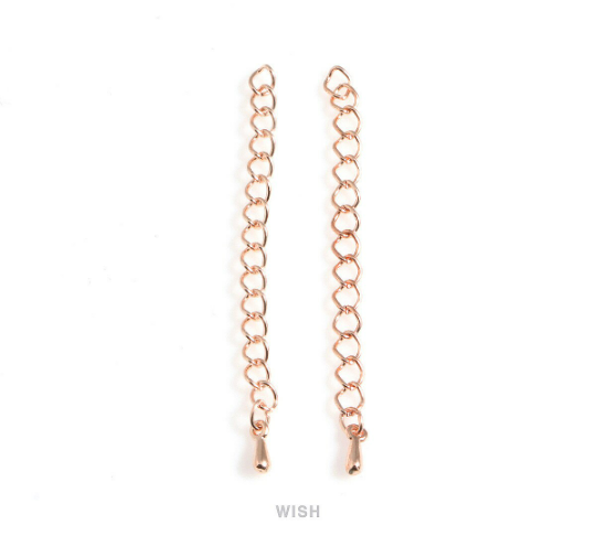 Extender Chains for Necklace or Bracelet in Rose Gold, Removable Extender / FRG-028-C (10 pcs)