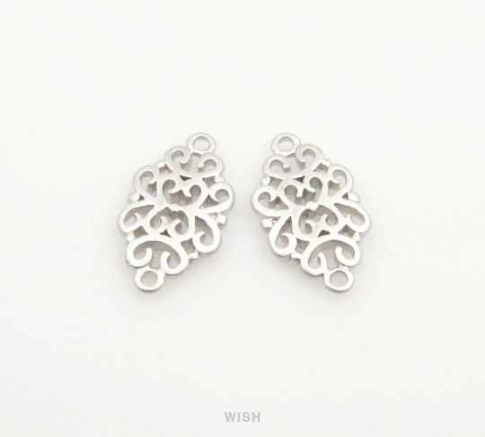 Oriental Pattern Pendants in Matte Rhodium, Oriental Carpet Charms /MMRH-188-P