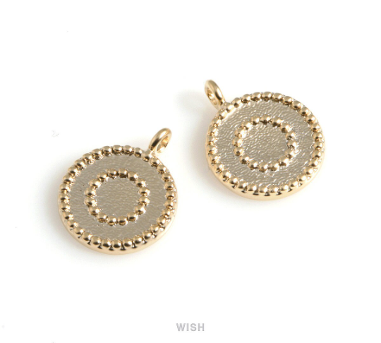 Textured Disc Pendants in Matte Gold, Textured Coin Charm / MMG-527-P