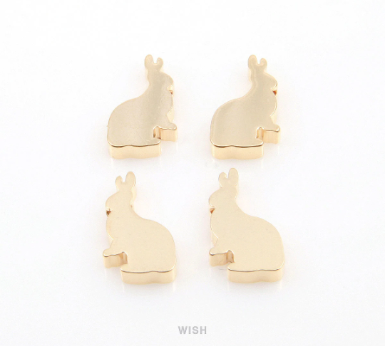 Rabbit Beads Pendants in Gold, Bunny Beads / MG-080-B