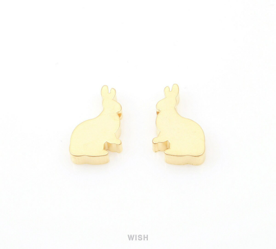 Rabbit Beads Pendants in Matte Gold, Bunny Beads /MMG-080-B