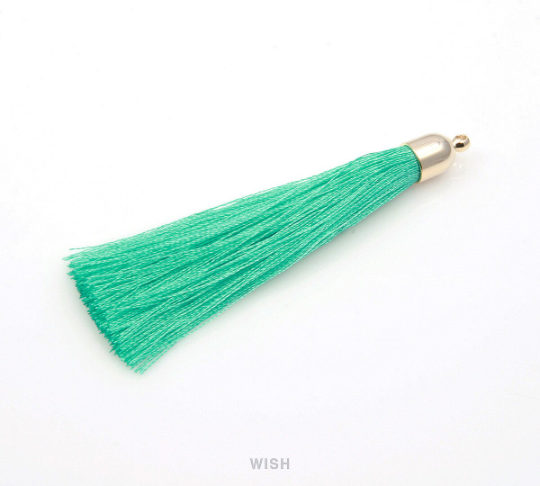 Mint Thread Tassel with Bell Cap in Gold, Cotton Thread Tassels / TMTG-003-T (Large)