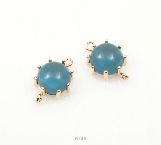 Montana Blue Round Connector in Gold, Framed Round Pendant / GMBG-098-C