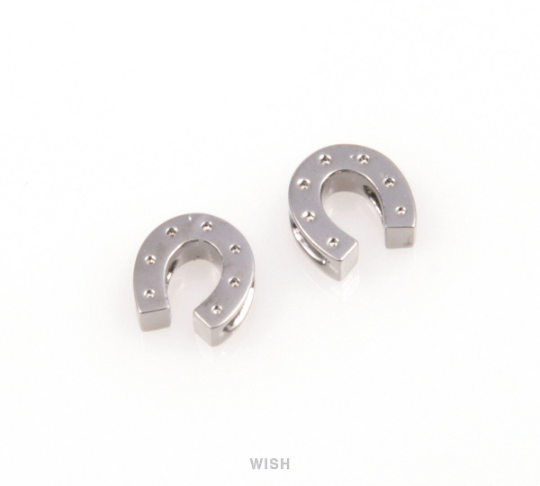 Horseshoe Charms in Shiny Gunmetal, Horseshoe Beads / MGM-066-B