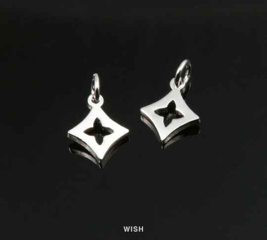 Twinkling Star Pendant in Rhodium, Silver Twinkling Star Charm / MRH-249-P