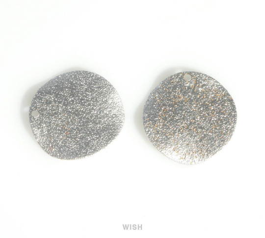 Hammered Disc Pendants in Matte Rhodium, Hammered Disc Charm /  MMRH-421-P (4pcs)