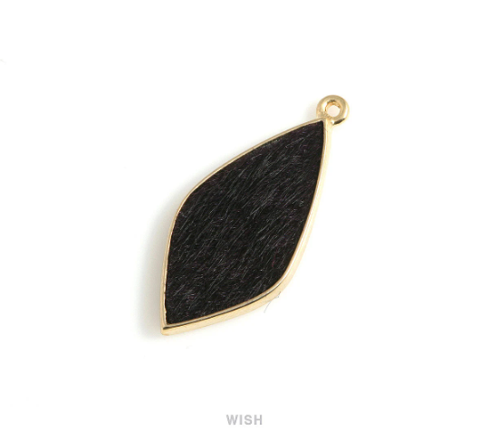 Black Calf Hide in Gold Drop Frame, Black Calf Hide Charm / LBKG-467-P