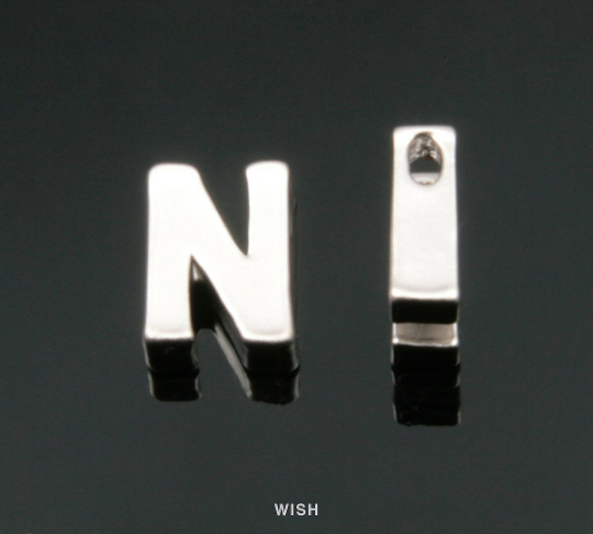 Upper Case Letter "N" in Matte Rhodium, Capital Letter "N"/ MMRH-001-B (N)