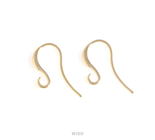 Fish Hook Earrings in Gold, Hook Earrings / FG-001-E (10 pcs)