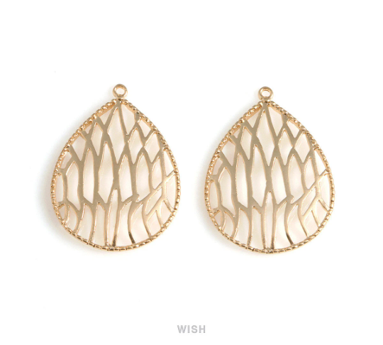 Geometric Teardrop Pendant in Matte Gold, Geometric Drop Charm / MMG-644-P