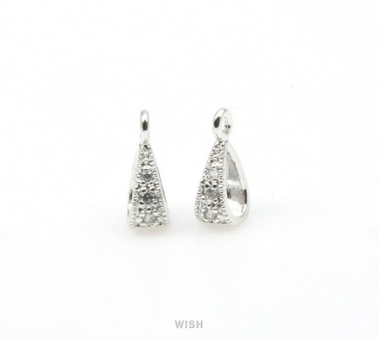 Cubic Zirconia Bail in Rhodium, Round Cubic Zirconia Bail /CRH-023-B