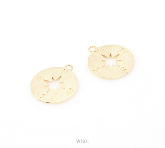 Compass Pendants in Matte Gold, Compass Charm / MMG-075-P