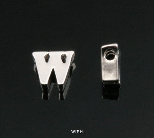 Lower Case Letter "w" in Matte Rhodium, Small Letter "w" / MMRH-002-B (w)