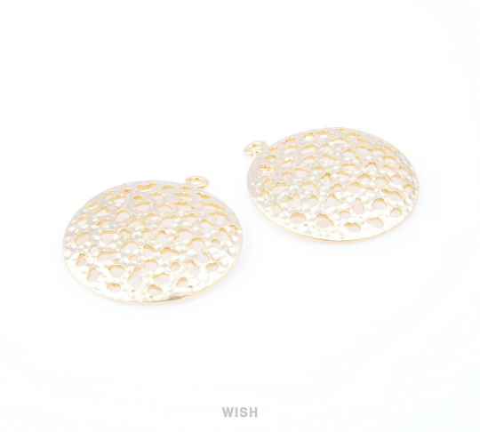 Mesh Round Pendants in Matte Gold, Round Charms / MMG-047-P