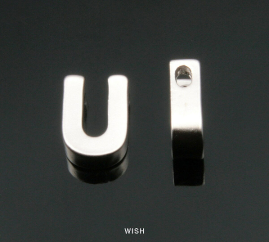Upper Case Letter "U" in Matte Rhodium, Capital Letter "U" / MMRH-001-B (U)