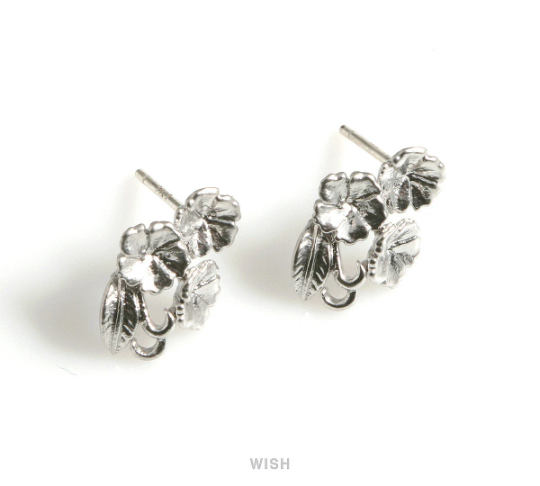 Triple Flower Stud Earrings in Matte Rhodium, Triple Flower Studs / MMRH-570-E