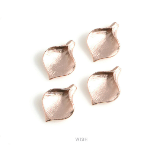 Small Calla Petal Pendants in Matte Rose Gold, Stripe Calla Leaf Charm /MMRG-133-P (Small)