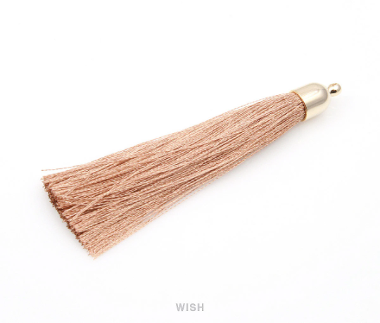 Beige Thread Tassel with Bell Cap in Gold / TBEG-003-T