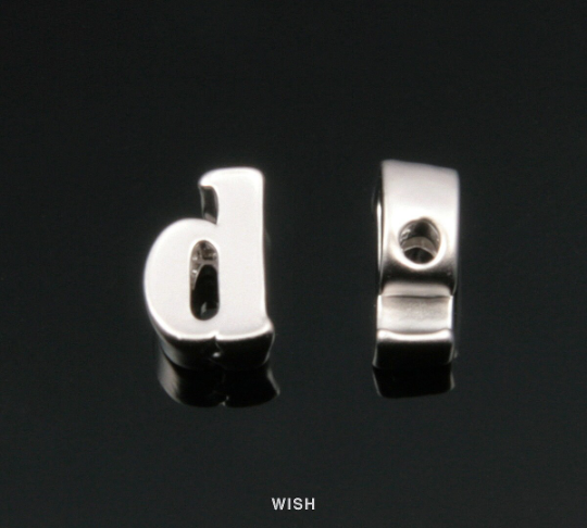Lower Case Letter "d" in Matte Rhodium, Small Letter "d" / MMRH-002-B (d)