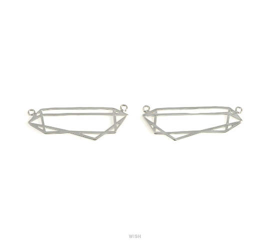Geometric Charm in Rhodium, Open Geometric Necklace Pendants /MRH-628-P