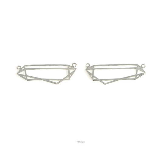Geometric Charm in Rhodium, Open Geometric Necklace Pendants /MRH-628-P