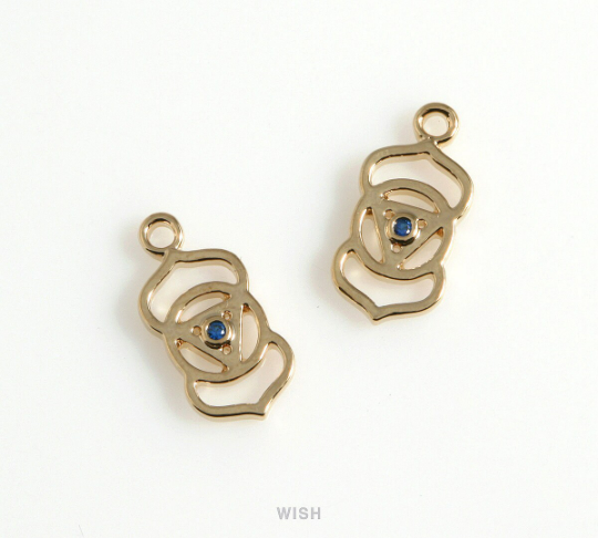 Third Eye Chakra with CZ Pendants in Gold, The 6th Chakra Charm / MG-498-P