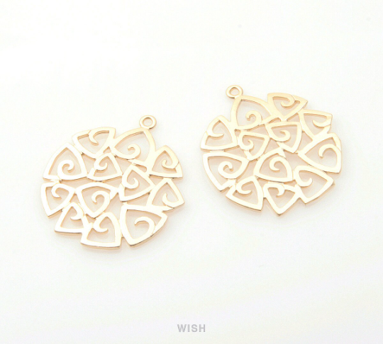 Multi Triangle Pendants in Matte Gold, Triangle Round Charms / MMG-174-P