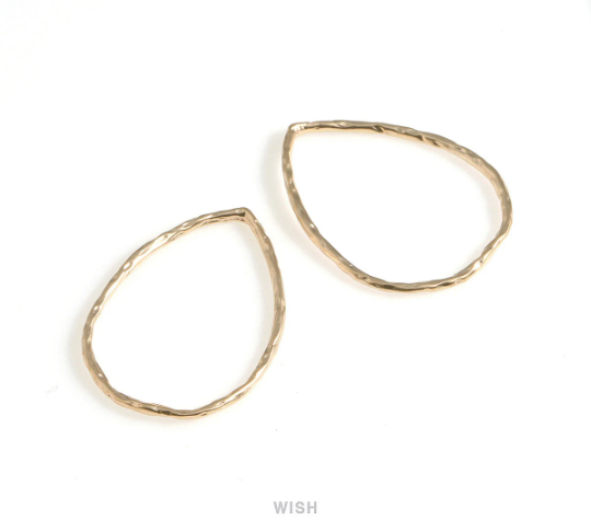Hammered Teardrop Pendant in Matte Gold, Hammered Drop Charm / MMG-643-P