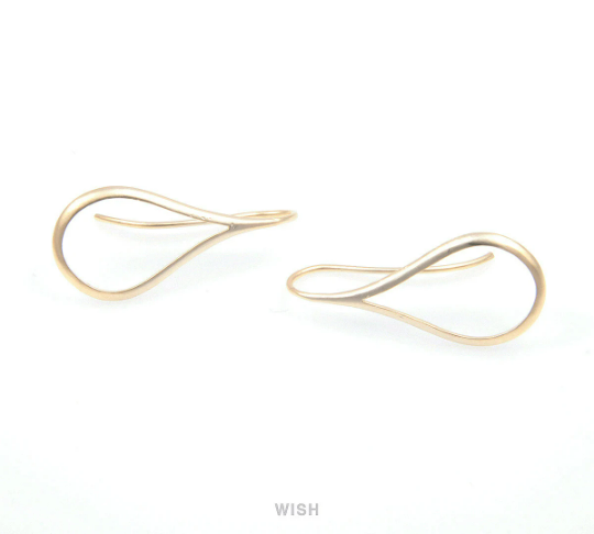 Teardrop Hook Earrings in Matte Gold, Teardrop Ear Hook / MMG-107-E