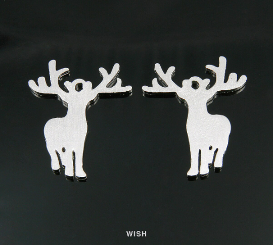 Reindeer Pendants in Matte Rhodium, Reindeer Charm / MMRH-332-P