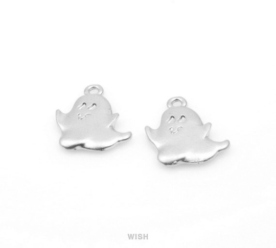 Ghost Pendant in Matte Rhodium, Ghost Charm / MMRH-224-P