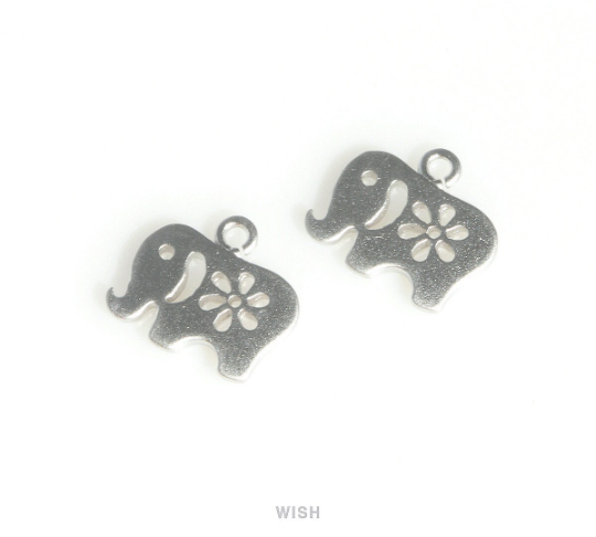 Elephant Pendants in Matte Rhodium, Elephant Charm / MMRH-422-P