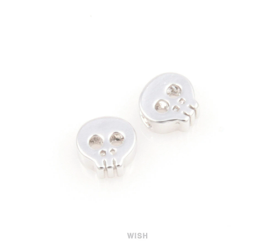 Small Skull in Rhodium, Skull Beads / MRH-038-B