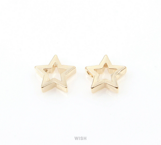 Open Star Pendant in Gold, Star Outline Charm / MG-290-P