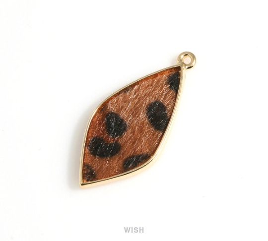 Light Leopard Print Calf Hide in Gold Drop Frame, Leopard Calf Hide Charm / LLEG-467-P2