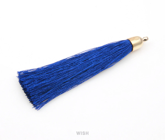 Navy Thread Tassel with Bell Cap in Gold / TNVG-003-T (Large)